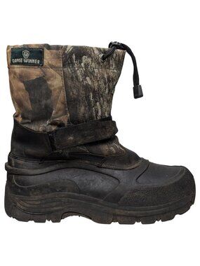 Game Winner Camo Hunting Boots Boys Green Brown Outdoor Winter Snow Size 4